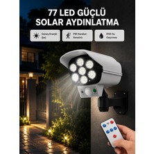 Aparim 77 Led'li Güneş Enerjili Güvenlik Lambası ve Kukla Kamera – Hareket Sensörlü, 2400MAH Pilli