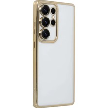 Aparim Newface Samsung Galaxy S25 Ultra Kılıf Razer Lensli Silikon - Gold