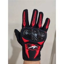 SPEED BİKER Motorsiklet Eldiveni Kırmızı Siyah Carbon Korumalı Ce En 13594 Onaylı