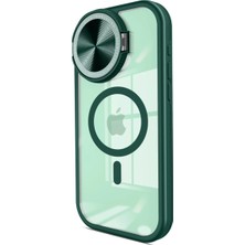 Aparim Newface Apple iPhone 14 Pro Max Kılıf Teleskop Lens Magsafe Silikon Kapak - Koyu Yeşil