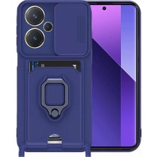 Aparim Newface Xiaomi Redmi Note 13 Pro Plus Kılıf Zuma Kartvizitli Yüzüklü Silikon - Lacivert