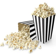 Parti Pera Siyah Beyaz Çizgili Mısır Kutusu Popcorn 8 Adet