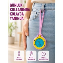 Aparim Askılı Analog Taşınabilir Saat Çanta Charmı Günlük Aksesuar Pembe