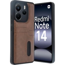 İyisi Olsun Newface Xiaomi Redmi Note 14 4g Kılıf Sara Kartvizitli Deri Kılıf - Taba