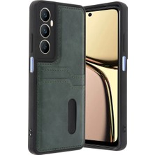 İyisi Olsun Newface Realme C65 Sara Kartvizitli Deri Kılıf - Yeşil
