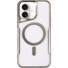 Aparim Newface Apple iPhone 16 Kılıf Boyi Magsafe Silikon Kapak - Gümüş