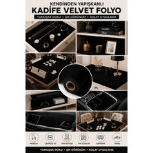 Esemiz Kendinden YAPIŞKANLI(30CM x 2 Metre) Siyah Süet Kadife Velvet Folyo