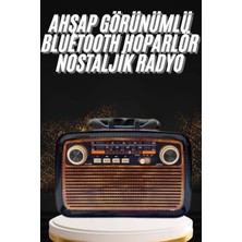 Aparim Nostaljik Görünümlü Ahşap Radyo Tf Sd USB Girişli LED Fener Işıklı