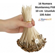 MumvemuM 100 Adet 16 Numara Mumlanmış Pamuk Mum Fitili – 10 cm Kopçalı
