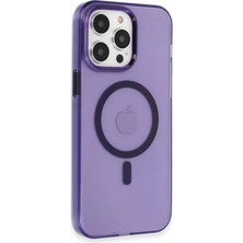 Aparim Newface Apple iPhone 14 Pro Max Kılıf Tron Şeffaf Magsafe Kapak - Derin Mor