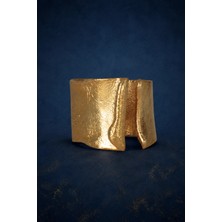 Bereka Jewelry 925 Ayar Gümüş 18K Altın Kaplama El Işçiliği Organik Yüzük - Canyon Rift