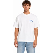 Unisex Kadın Erkek A.p.c Yazılı Logo Ön Baskılı Oversize Kalın Kumaş Rahat Kesim Pamuklu T-Shirt