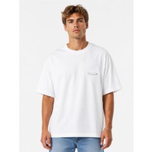 Unisex Kadın Erkek Ataç Logo Tasarım Baskılı Oversize Kalın Kumaş Rahat Kesim T-Shirt