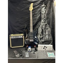 Sazhane Siyah Elektro Gitar Full Set – 15W Bluetooth Amfi