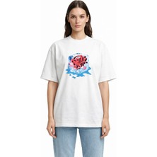 Unisex Kadın Erkek Snack Buz Küpü Ön Baskılı Oversize Kalın Kumaş Rahat Kesim Pamuklu T-Shirt