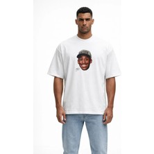 Unisex Kadın Erkek Kobe Bryant Yüz Baskılı Oversize Kalın Kumaş Rahat Kesim Pamuklu T-Shirt