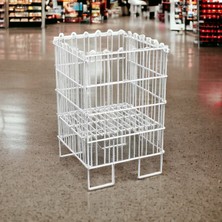 Decorelax Ergonomik Tasarım 40X40 Katlanır Tel Havuz Sepeti Beyaz – Market, Avm, ve Bakkal Için Ideal Ürün Teşhir Standı