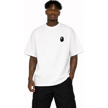Unisex Kadın Erkek Bathıng Age Goril Logo Ön Baskılı Oversize Kalın Kumaş Rahat Kesim Pamuklu T-Shirt