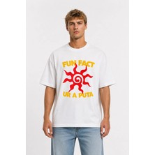 Unisex Kadın Erkek Fun Fact Ur A Puta Ön Baskılı Oversize Kalın Kumaş Rahat Kesim T-Shirt
