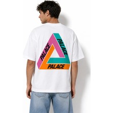 Unisex Kadın Erkek Palace Mix Ön Sırt Yazılı Logo Ön Baskılı Oversize Kalın Kumaş Rahat Kesim Pamuklu T-Shirt