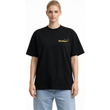 Unisex Kadın Erkek Butter Kibrit Sarı Ön Baskılı Oversize Kalın Kumaş Rahat Kesim Pamuklu T-Shirt