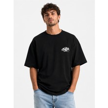 Unisex Kadın Erkek Synaworld Yazılı Logo Ön Baskılı Oversize Kalın Kumaş Rahat Kesim Pamuklu T-Shirt