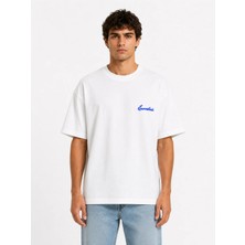 Unisex Essential Yeni Sezon Logo Ön Baskılı Oversize Kalın Kumaş Rahat Kesim Pamuklu T-Shirt