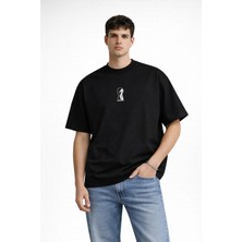 Unisex Anahtar Deliği Women Motif Ön Baskılı Oversize Kalın Kumaş Raahat Kesim Pamuklu T-Shirt