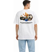 Unisex Essential World Sırt Desen Baskılı Oversize Kalın Kumaş Rahat Kesim Pamuklu T-Shirt