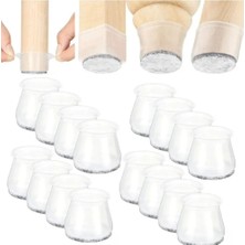 Esmo Home 36 Adet (3cm - 3,5 Cm) Keçeli Silikon Yarı Saydam Mobilya Kaydırmaz Zemin Koruyucu,beyaz