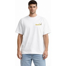 Unisex Kadın Erkek Butter Kibrit Sarı Ön Baskılı Oversize Kalın Kumaş Rahat Kesim Pamuklu T-Shirt