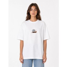 Unisex Kadın Erkek Disco Salyangoz Özel Tasarım Ön Baskılı Oversize Kalın Kumaş Rahat Kesim T-Shirt