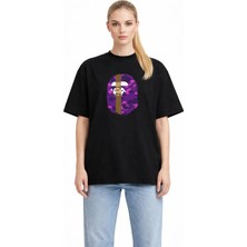 Unisex Kadın Erkek Bape Mor 2'li Kamuflaj Ön Baskılı Oversize Kalın Kumaş Rahat Kesim Pamuklu T-Shirt