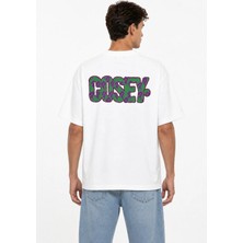 Unisex Kadın Erkek Ön Arka Cosey Yazı Baskılı Oversize Kalın Kumaş Rahat Kesim Pamuklu T-Shirt