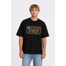 Unisex Kadın Erkek Stussy Plaka Ön Baskılı Tasarım Baskılı Oversize Kalın Kumaş Rahat Kesim T-Shirt