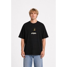 Unisex Kadın Erkek Stussy Ikili Kavga Adam Ön Baskılı Tasarım Baskılı Oversize Kalın Kumaş Rahat Kesim T-Shirt