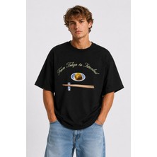 Unisex Kadın Erkek Baklava Sushi Ön Baskılı Tasarım Baskılı Oversize Kalın Kumaş Rahat Kesim T-Shirt