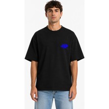 Unisex Kadın Erkek Synaworld Yazılı Logo Ön Baskılı Oversize Kalın Kumaş Rahat Kesim Pamuklu T-Shirt