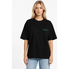 Unisex Kadın Erkek Say Masallah Yazılı Logo Ön Baskılı Oversize Kalın Kumaş Rahat Kesim Pamuklu T-Shirt