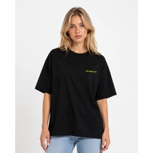 Unisex Kadın Erkek Say Masallah Yazılı Logo Ön Baskılı Oversize Kalın Kumaş Rahat Kesim Pamuklu T-Shirt