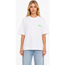 Unisex Kadın Erkek A.p.c Yazılı Logo Ön Baskılı Oversize Kalın Kumaş Rahat Kesim Pamuklu T-Shirt
