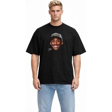 Unisex Kadın Erkek Kobe Bryant Yüz Baskılı Oversize Kalın Kumaş Rahat Kesim Pamuklu T-Shirt