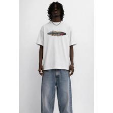 Unisex Kadın Erkek Stussy Kırmızılı Logo Ön Baskılı Oversize Kalın Kumaş Rahat Kesim Pamuklu T-Shirt