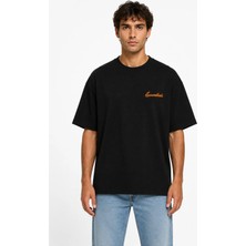 Unisex Essential Yeni Sezon Logo Ön Baskılı Oversize Kalın Kumaş Rahat Kesim Pamuklu T-Shirt