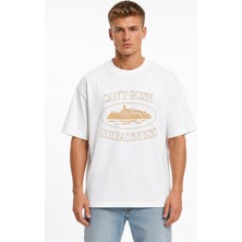 Unisex Kadın Erkek Cortiez Yeni Sezon Ön Baskılı Oversize Kalın Kumaş Rahat Kesim T-Shirt