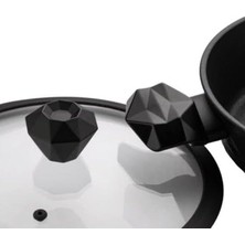 Diamond 18 cm Uyumlu Silikon Kenarlı Cam Kapağı ve Elmas Tepe ile Beraber