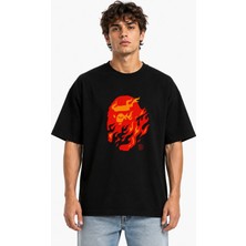 Unisex Kadın Erkek Bape Alevli Özel Tasarım Baskılı Oversize Kalın Kumaş Rahat Kesim T-Shirt
