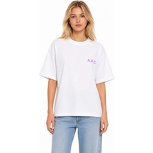 Unisex Kadın Erkek A.p.c Yazılı Logo Ön Baskılı Oversize Kalın Kumaş Rahat Kesim Pamuklu T-Shirt