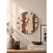 GHY Ahşap Ahşap Duvar Saati 30 cm Dekoratif Sessiz Akar Mekanizma El Yapımı Kırık Desenli Modern Ev Dekorasyonu