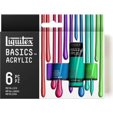 Basıcs Akrilik Boya Seti, 6 x 22 ml (7.2 Oz) Tüp, Metalik Renk Boya Seti